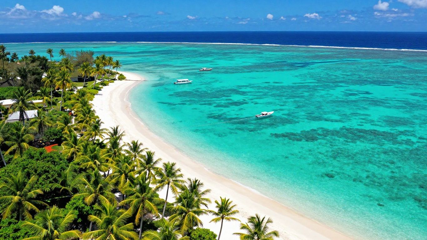 Fiji island and ocean travel scene