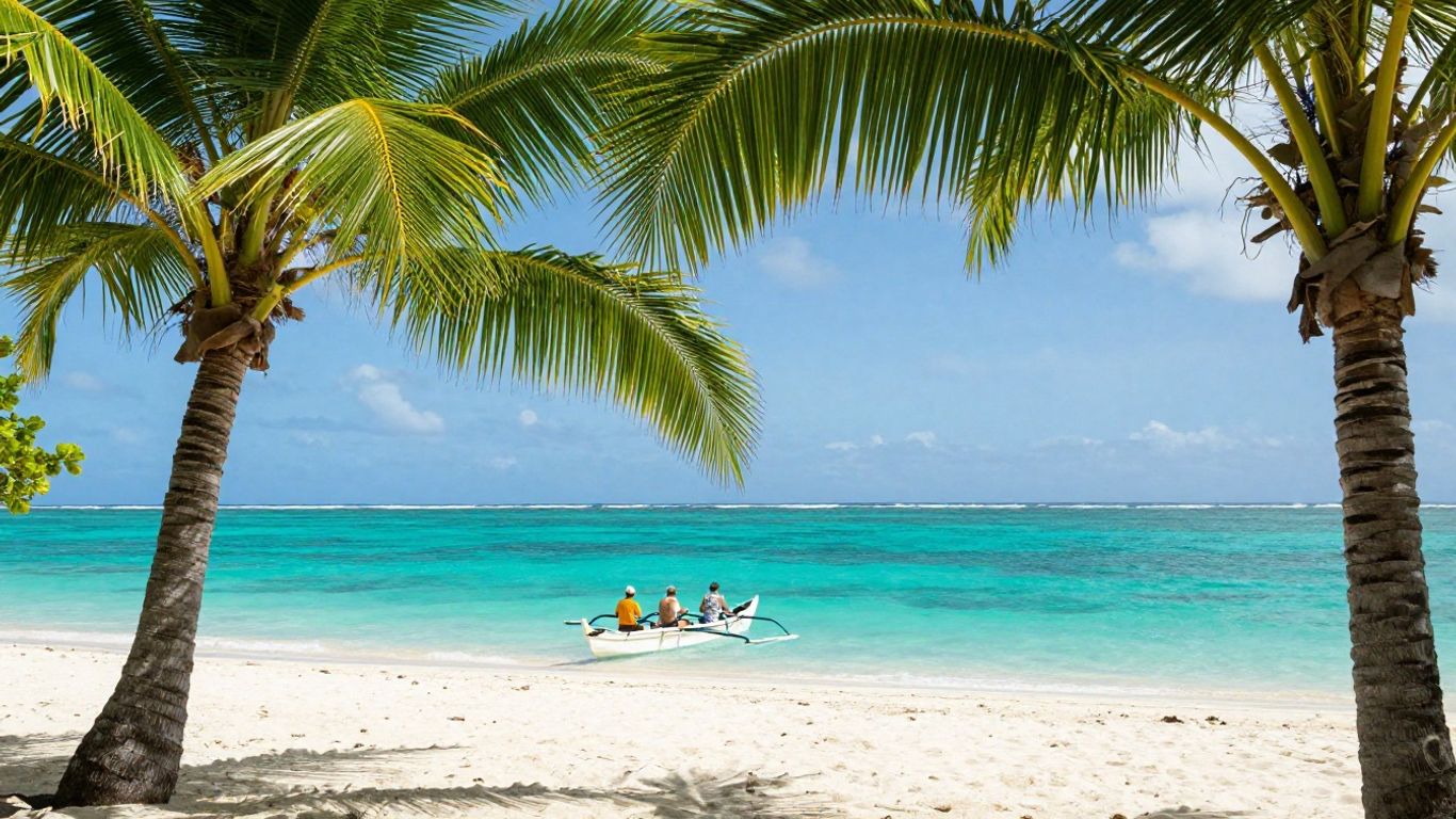 Fiji island and ocean travel scene