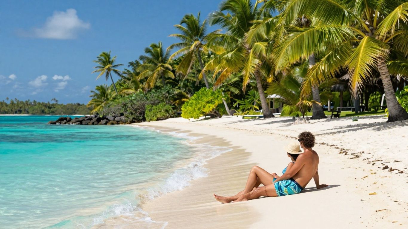 Fiji island and ocean travel scene
