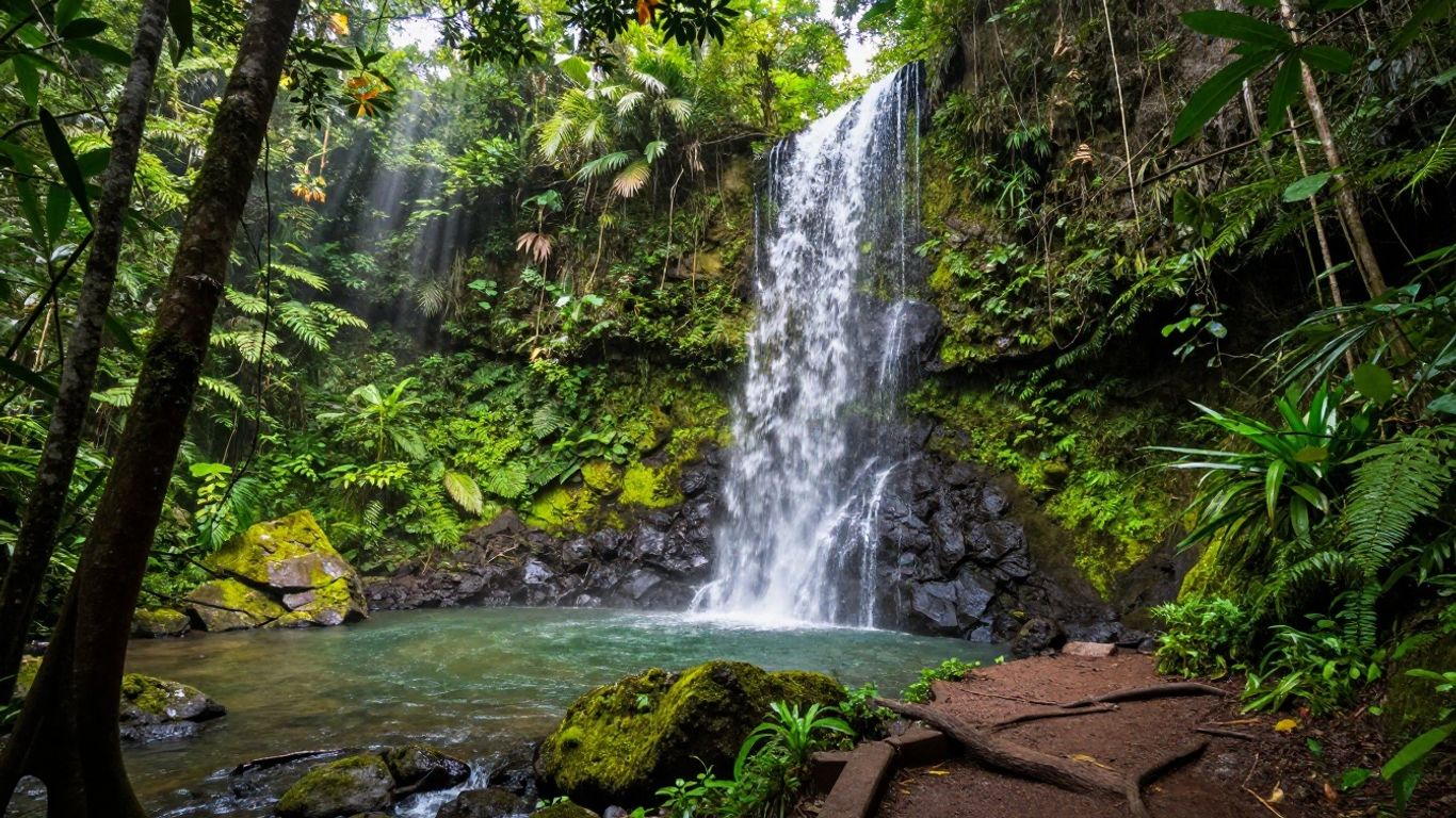 Fiji island and ocean travel scene