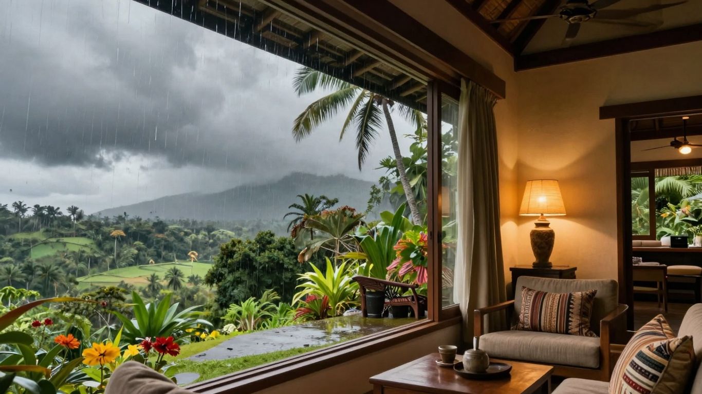 Fiji island and ocean travel scene
