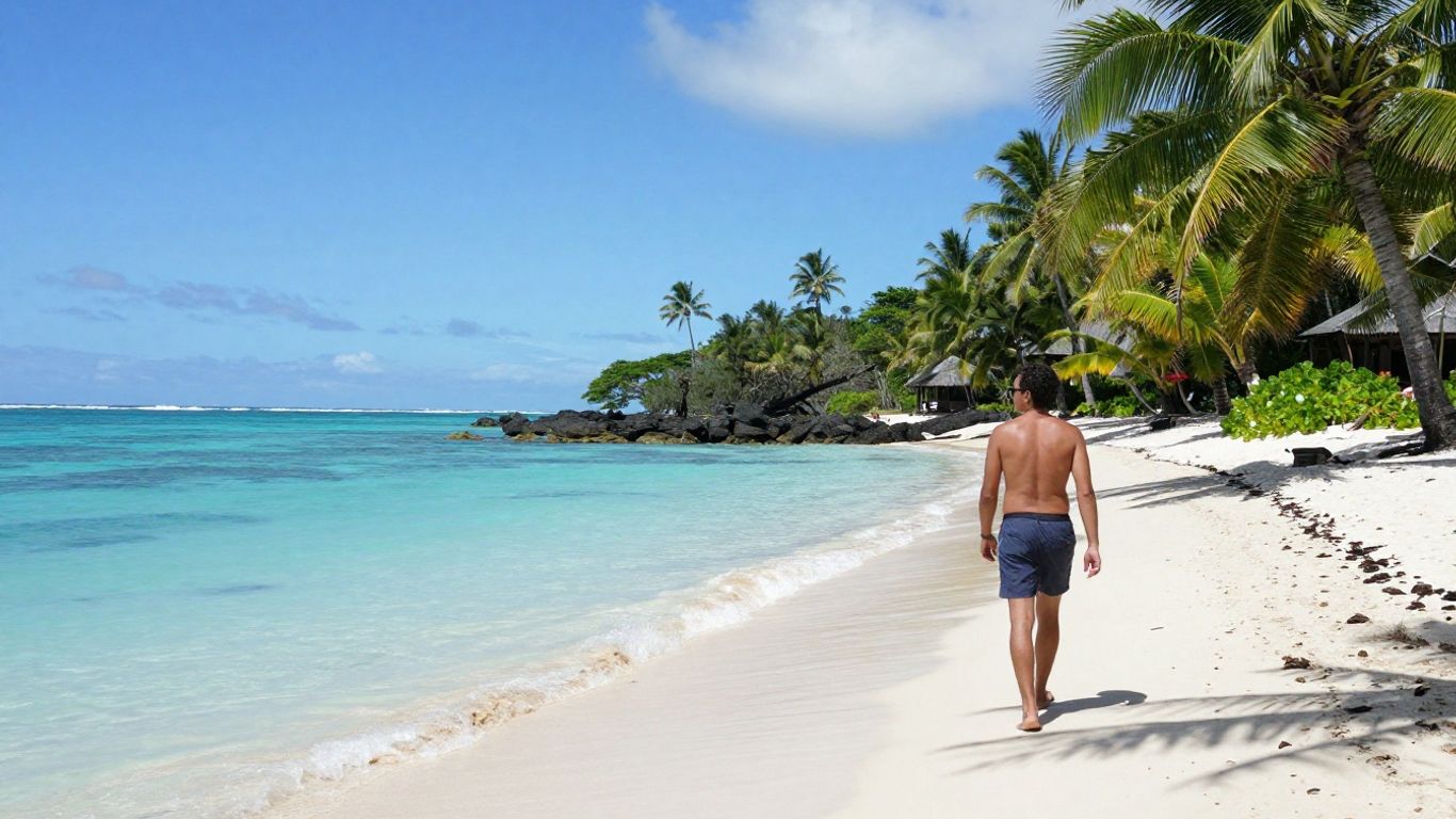 Fiji island and ocean travel scene