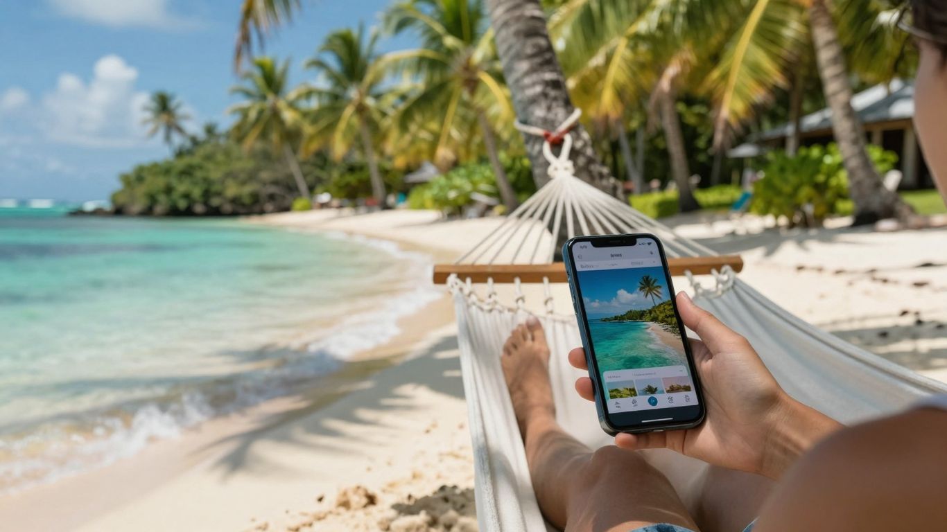 Fiji island and ocean travel scene