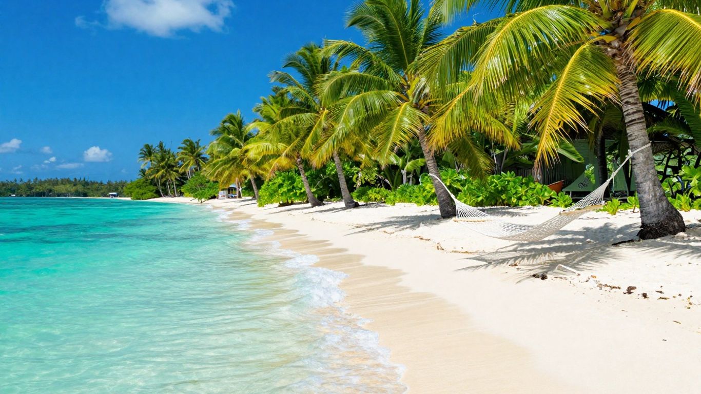 Fiji island and ocean travel scene