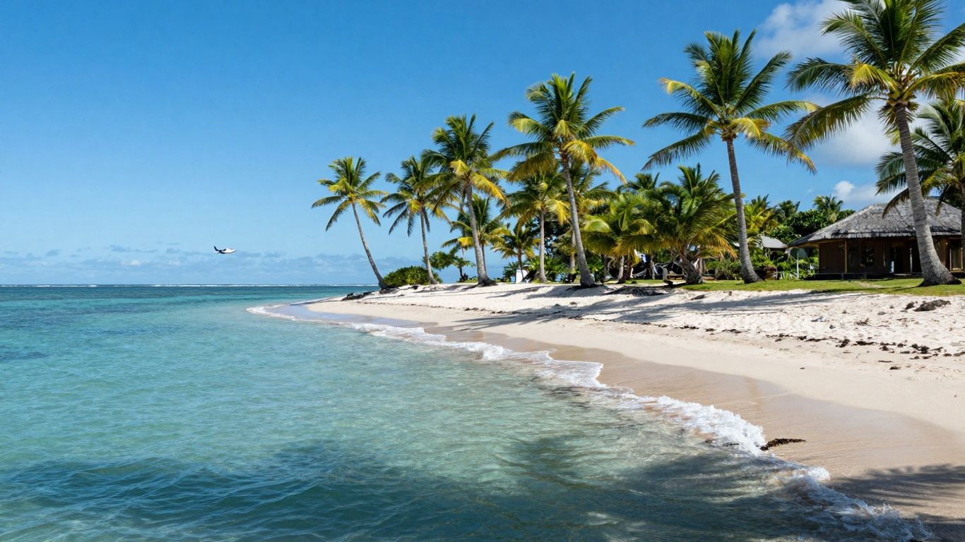 Fiji island and ocean travel scene