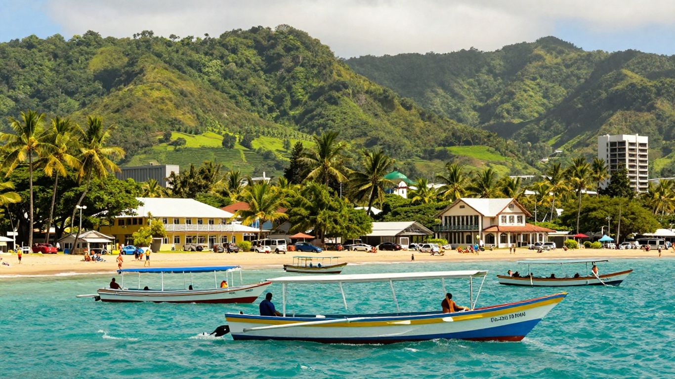 Fiji island and ocean travel scene