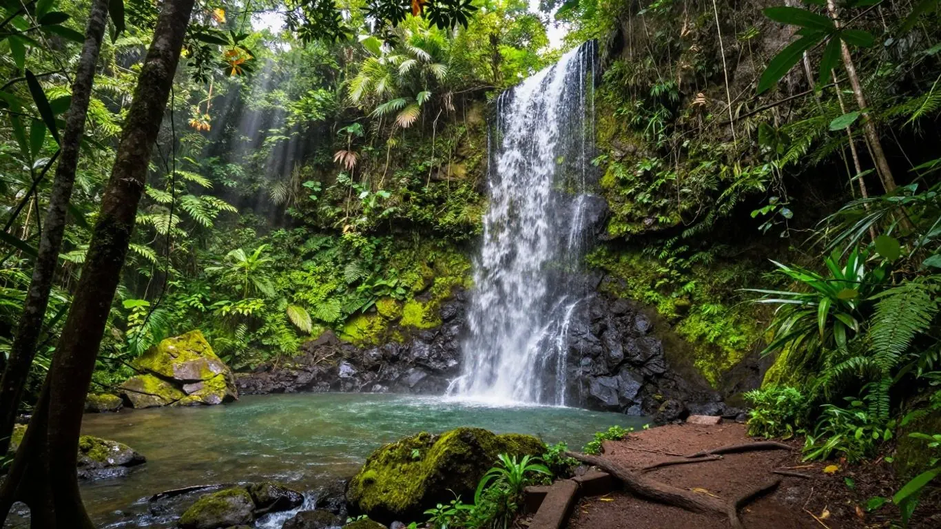 Fiji island and ocean travel scene