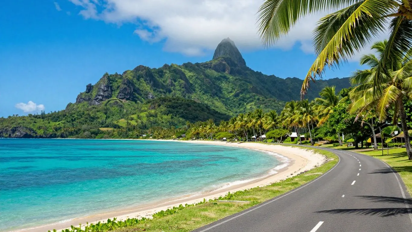 Fiji island and ocean travel scene