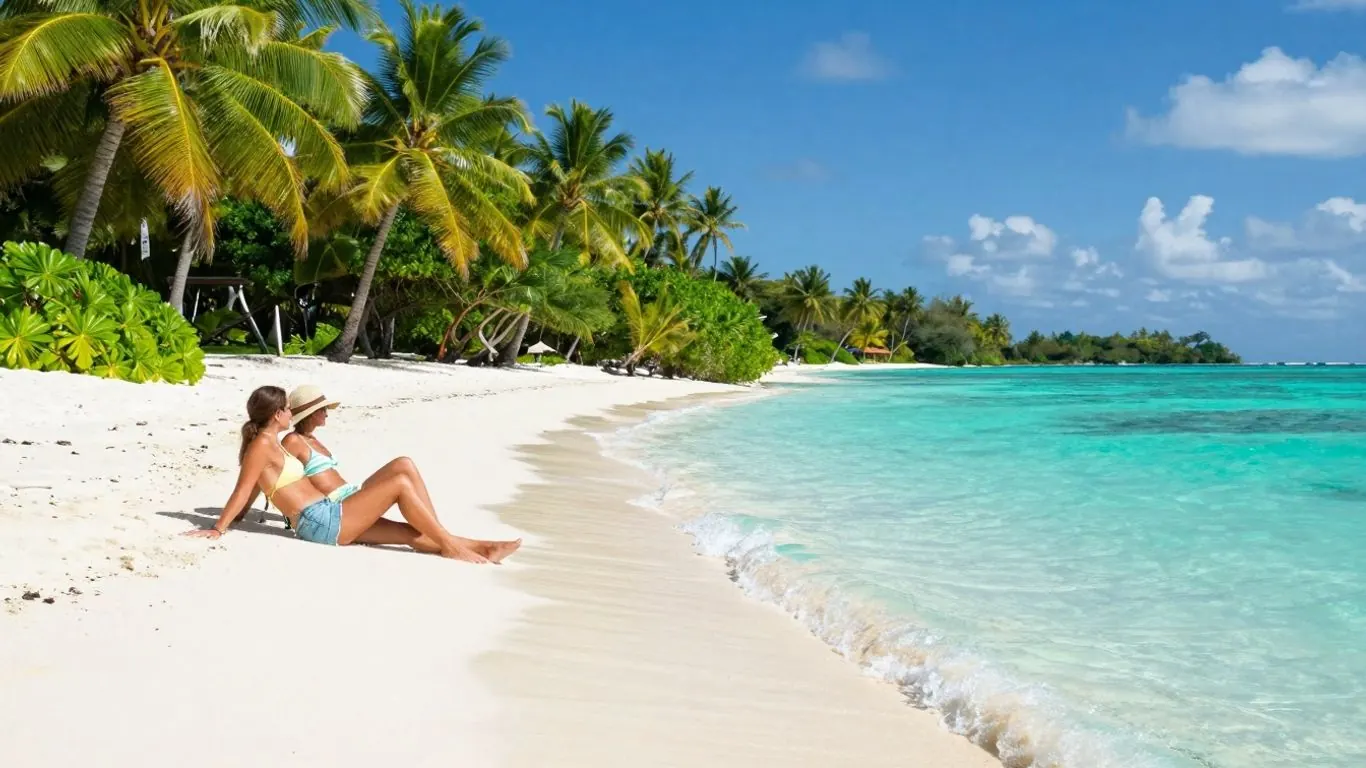 Fiji island and ocean travel scene