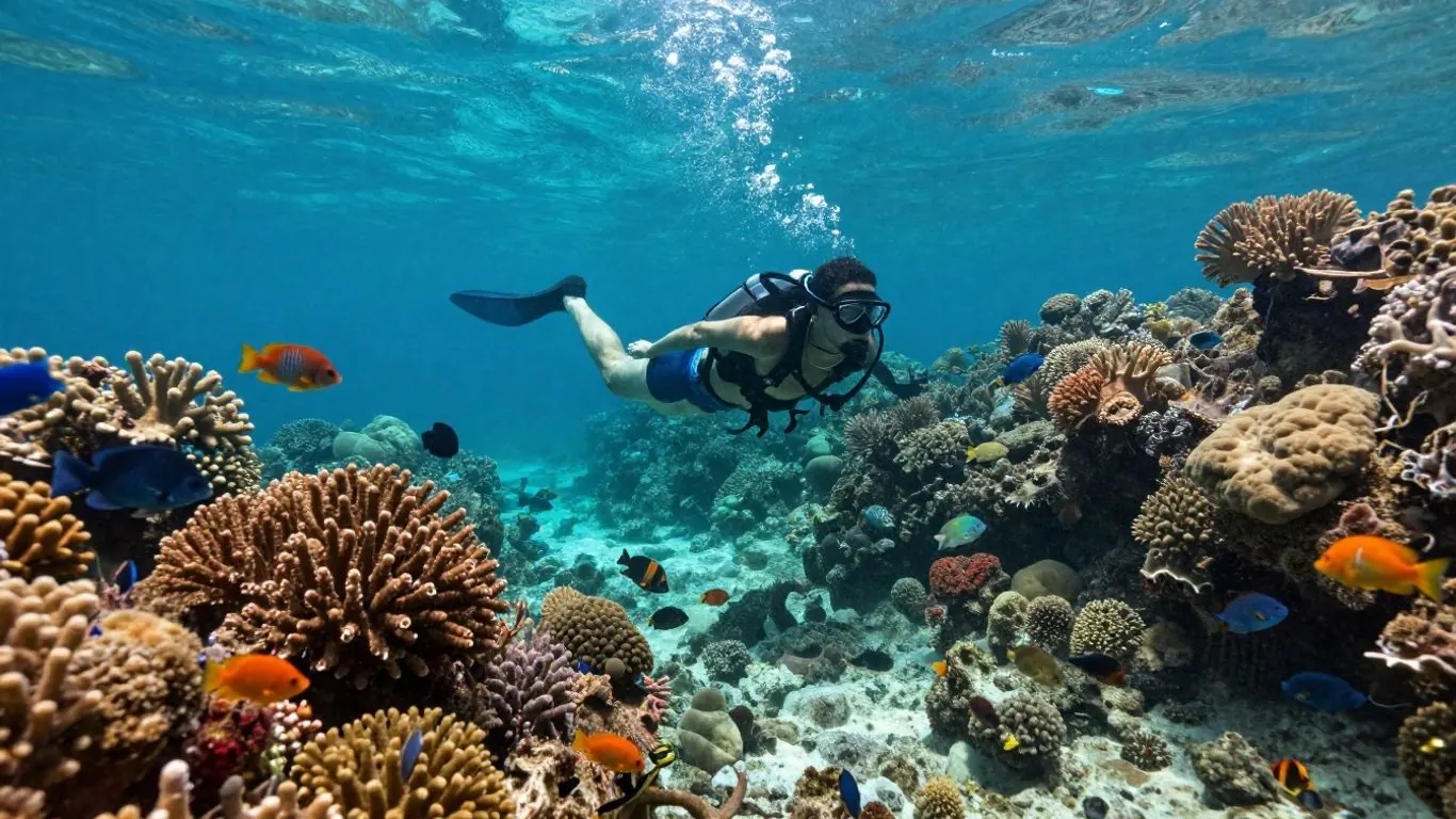 Fiji island and ocean travel scene