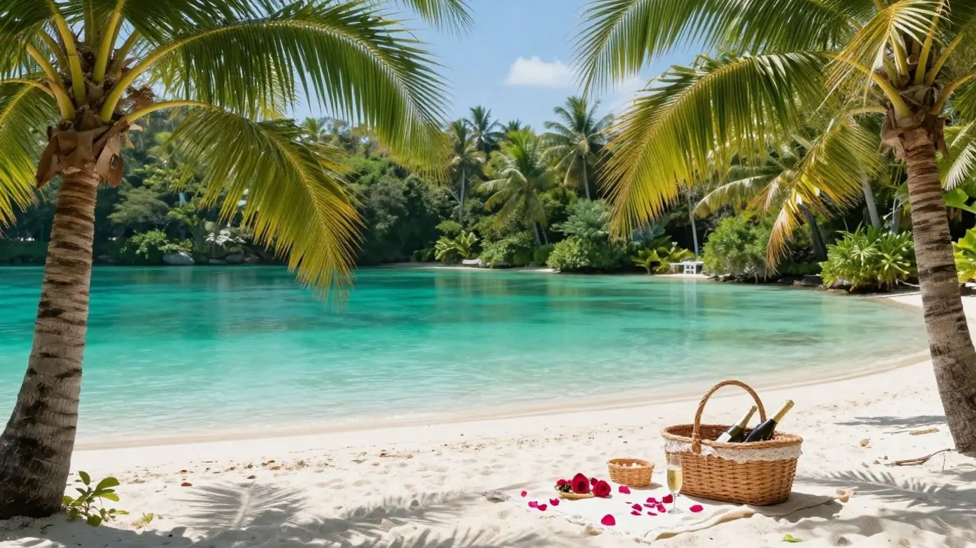Fiji island and ocean travel scene