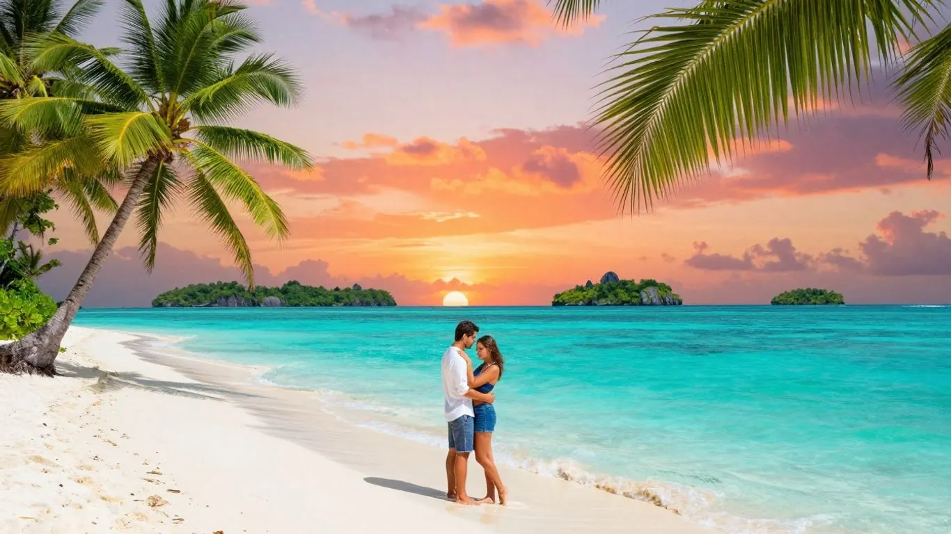 Fiji island and ocean travel scene