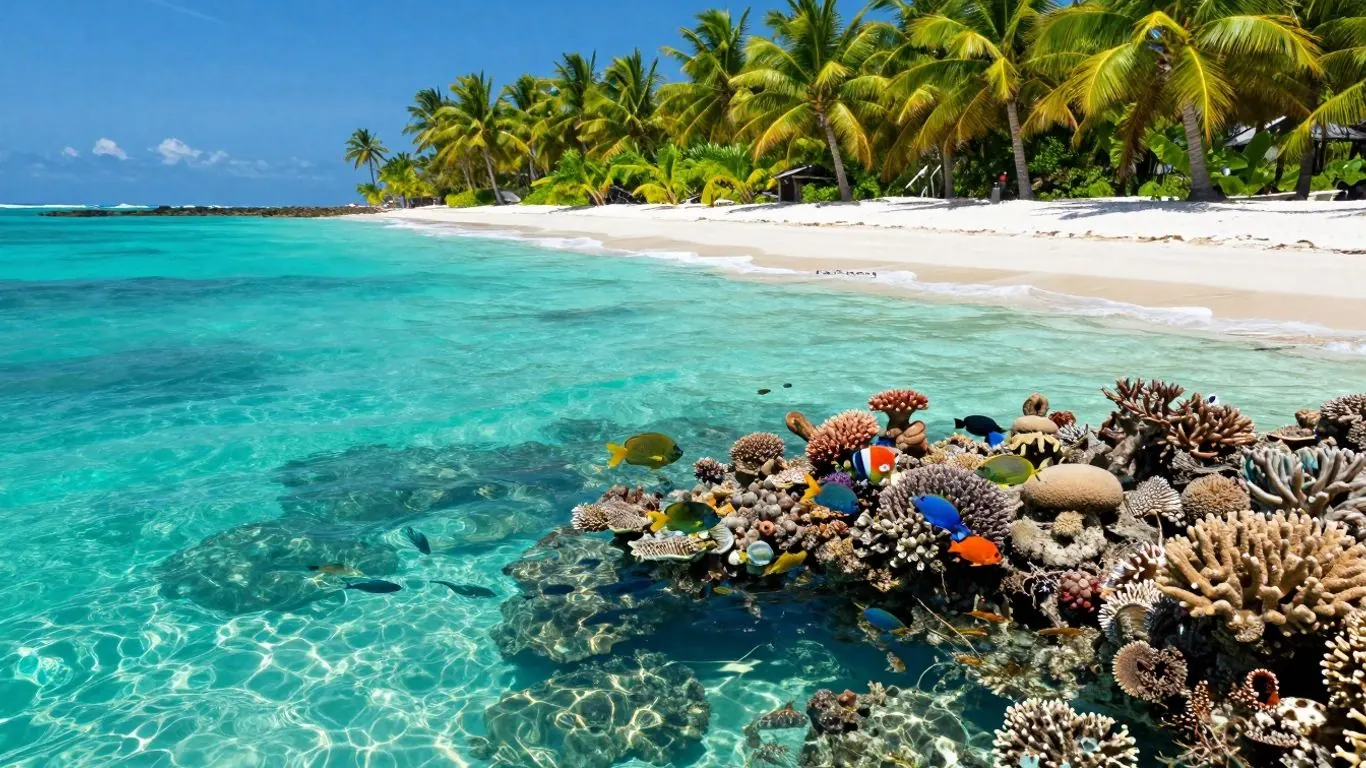 Fiji island and ocean travel scene