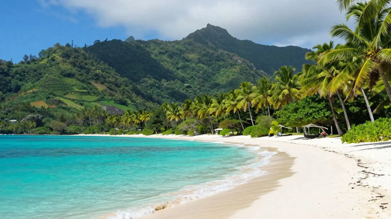 Fiji island and ocean travel scene